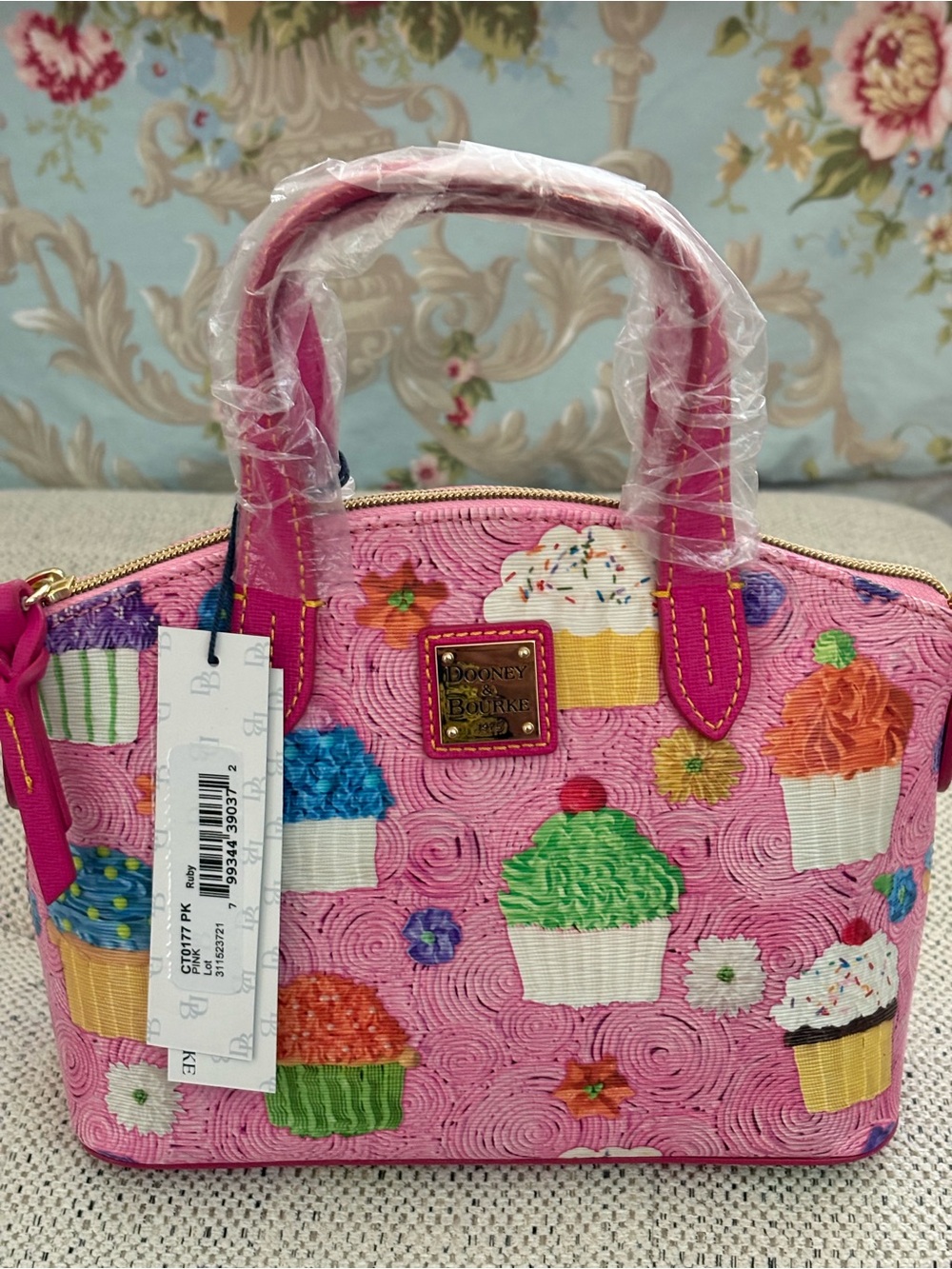 Dooney & Bourke Bright Pink Cupcake Print Mini Satchel
